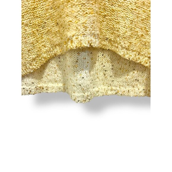 Chico’s Metallic Sequin Sweater Hi-Low Hem Cream Ivory Women’s Size 1 (M/L) - Picture 8 of 15